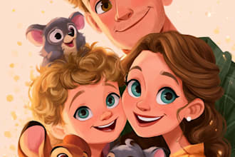 create a disney cartoon illustration