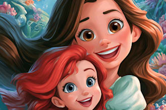 make a disney cartoon illustration