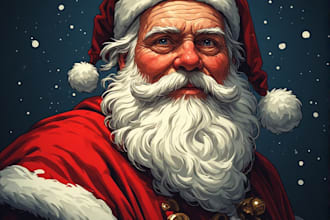 draw a festive santa claus character illustration