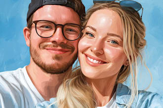 create a unique cartoon couple portrait as a memorable gift