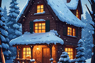 create a beautiful winter with a cozy christmas house