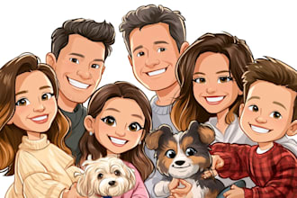 design personalized family cartoon characters