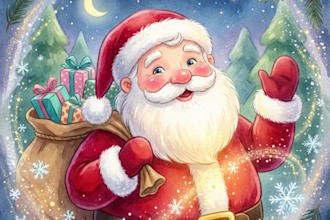 draw a magical christmas illustration