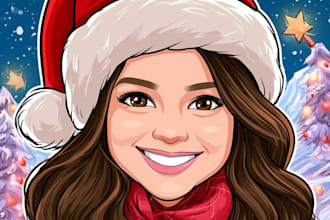 design a funny xmas caricature with a festive theme