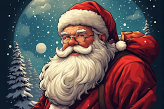 design a magical christmas santa portrait