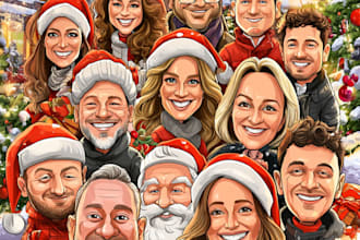 draw a merry christmas and happy new year caricature for you
