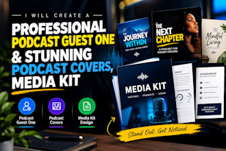 create a professional podcast guest one and stunning podcast covers, media kit