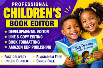 be your children book editor and profread kids picture book