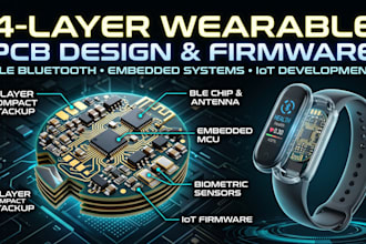 design 4 layer wearable pcb with ble bluetooth embedded system and firmware iot