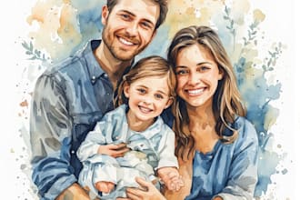 amazing family portrait watercolor portrait