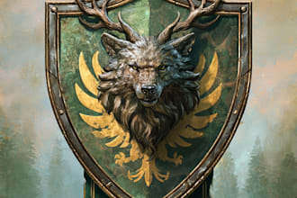 design a medieval fantasy crest for your kingdom, guild, or clan
