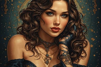 illustrate a glamorous retro pin up character
