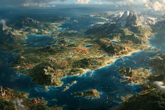 draw custom fantasy world map design for fantasy books