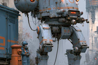 create an robot model, sci fi mech, industrial robot