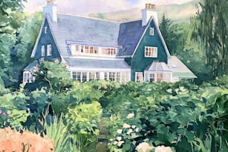 do watercolor house and watercolor design