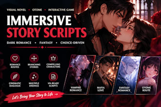 write immersive dark romance visual novel otome and interactive game scripts