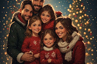 create joyful family holiday illustrations