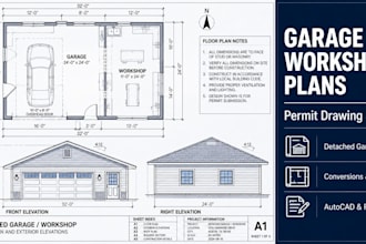 draw detached garage plans and workshop permit drawings