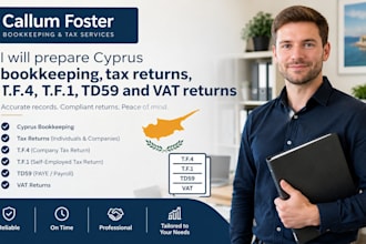 prepare cyprus bookkeeping, tax returns, tf4, tf1, td59 and vat returns