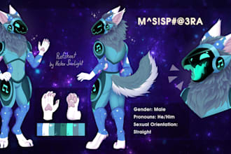 draw professional protogen reference sheet, fursona