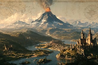 draw custom fantasy world map design for fantasy books