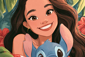 make a disney cartoon illustration