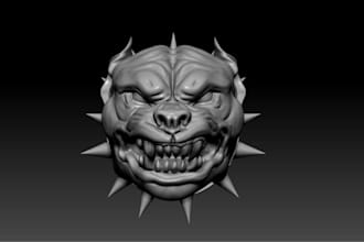 model custom pitbull head pendant, 3d printable model, fantasy pendant, headbust