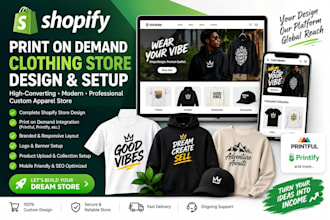 design shopify print on demand clothing store design apparel shopify store