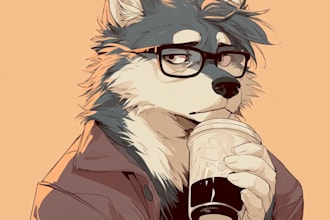 create a colorful cartoon furry character portrait illustration