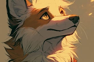 create a gorgeous painted furry portrait with detailed lighting