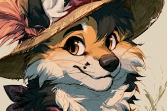 draw an adorable cute chibi furry portrait or icon