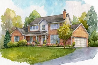create a custom watercolor painting of your home
