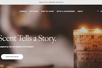 design premium shopify scent candle website store, product design and seo