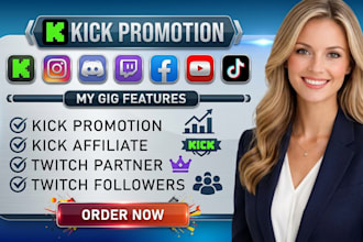 promote your kick channel with targeted viewers and followers, twitch promotion
