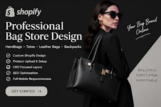 design a high converting shopify bag store handbag tote leather bag website