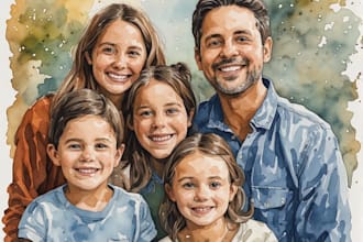 amazing family portrait watercolor portrait