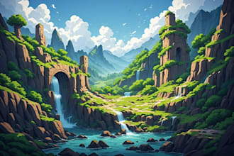design detailed fantasy landscapes and environments