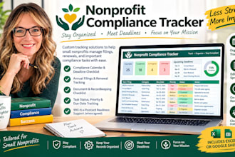 create a nonprofit compliance tracker and assist with 990 n e postcard filing