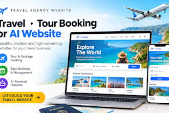 design a travel agency website, tour booking website, ai website