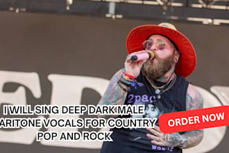 sing deep dark male baritone vocal for country pop, rock, rnb and avant garde