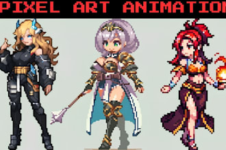 do pixel art animation 2d pixel art sprite sheet character game art animation