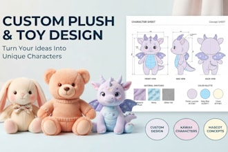 design custom plush toys, kawaii plushies, and mascot characters