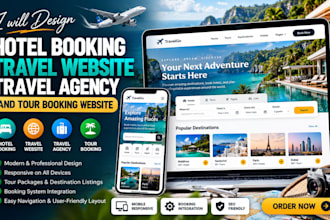 design hotel booking, travel website, travel agency and tour booking website