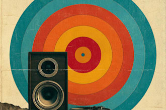 design a vintage album cover with a retro aesthetic