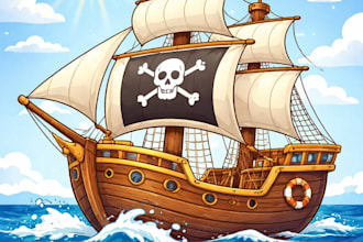 draw your boat or ship into a cartoon illustration