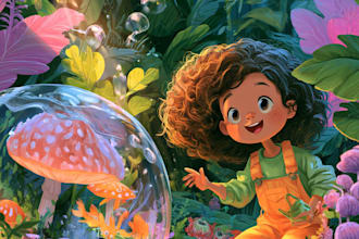 design children story book, child book illustration