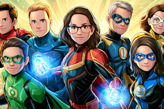 design a unique family superhero portrait