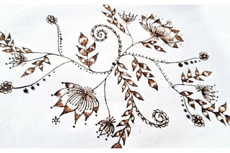 draw custom hand drawn fashion illustration and henna sketch