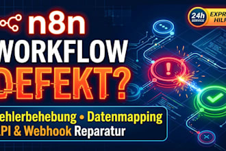 ich repariere n8n automationen, API integration, webhook fehler und workflow aut