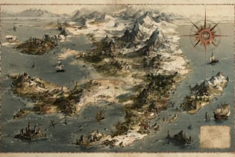 draw a professional fantasy or scifi map illustration